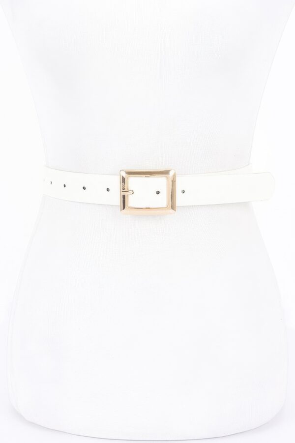 Faux Leather Belt with Square Buckle – Minimalist