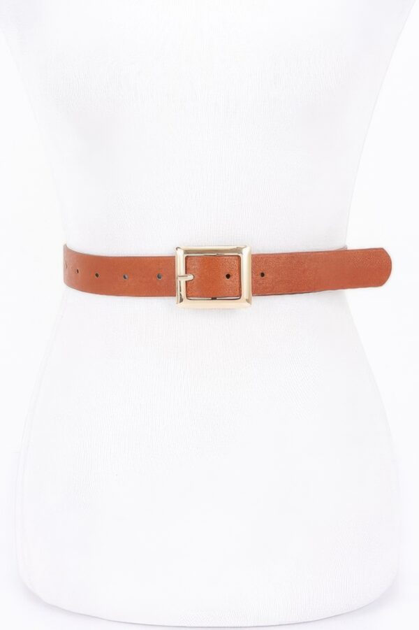 Faux Leather Belt with Square Buckle – Minimalist