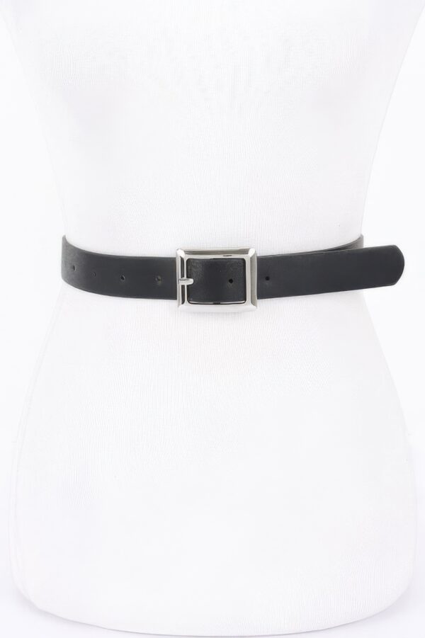 Faux Leather Belt with Square Buckle – Minimalist