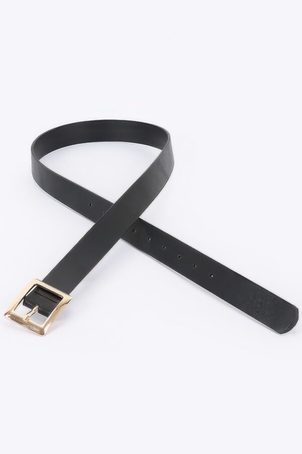 Faux Leather Belt with Square Buckle – Minimalist
