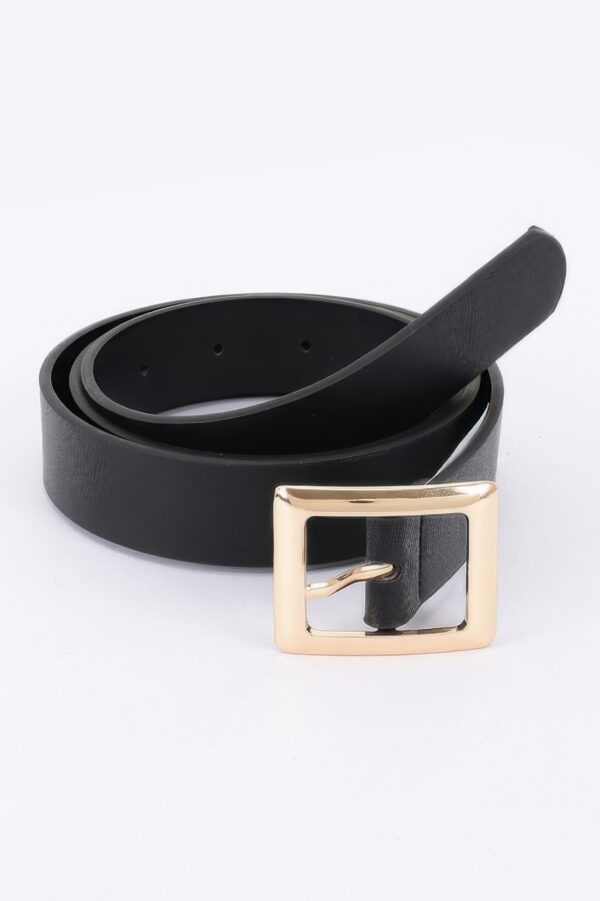 Faux Leather Belt with Square Buckle – Minimalist