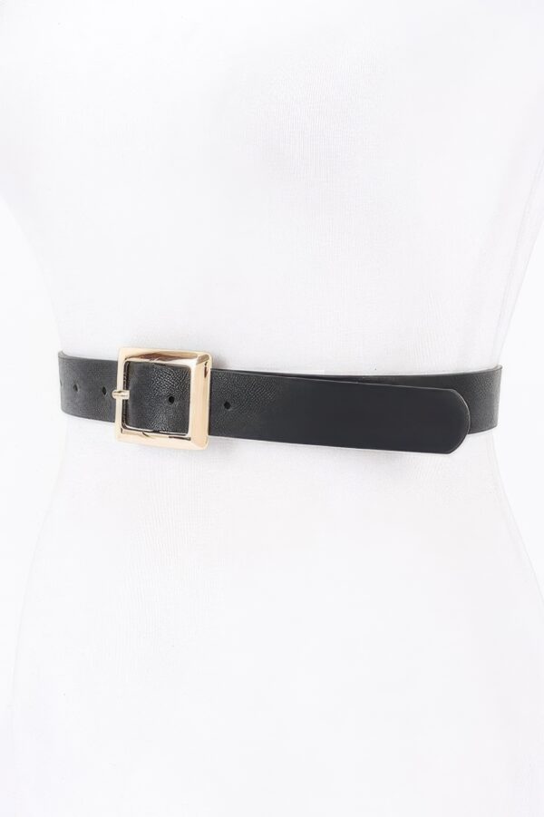 Faux Leather Belt with Square Buckle – Minimalist