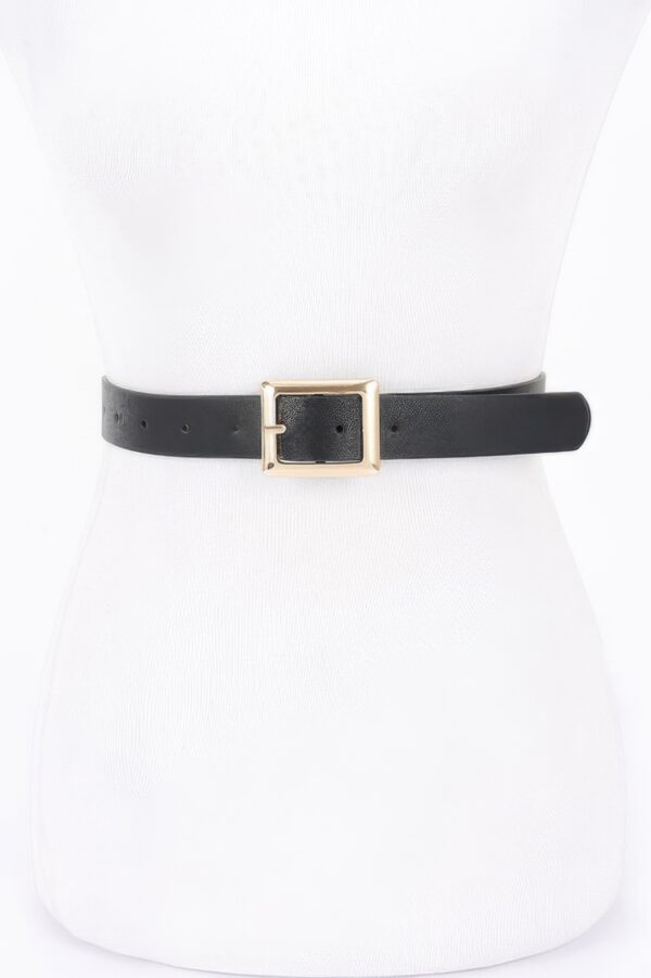 Faux Leather Belt with Square Buckle – Minimalist