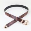 Two-Buckle Leopard Print Faux-Leather Belt