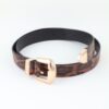 Two-Buckle Leopard Print Faux-Leather Belt