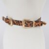 Leopard Stretch Belt with Triple Gold Buckles