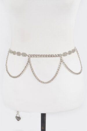Chain Belt with Rhinestone Accent – Gold-Tone