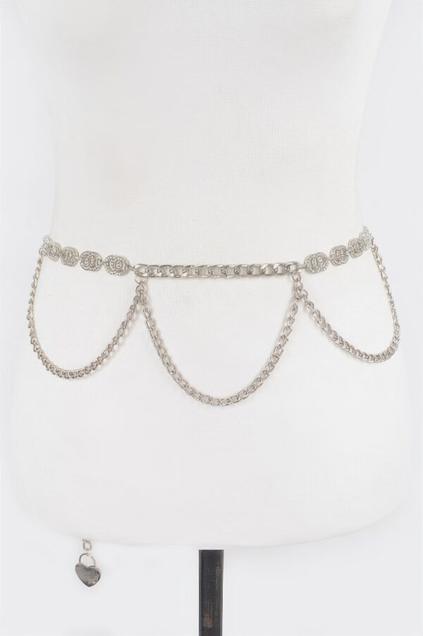 Chain Belt with Rhinestone Accent – Gold-Tone