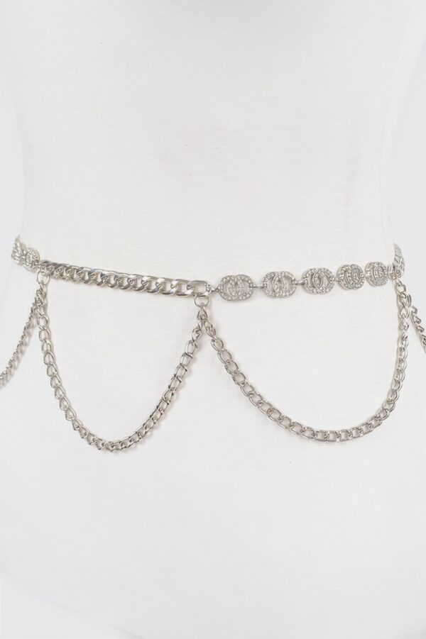 Chain Belt with Rhinestone Accent – Gold-Tone