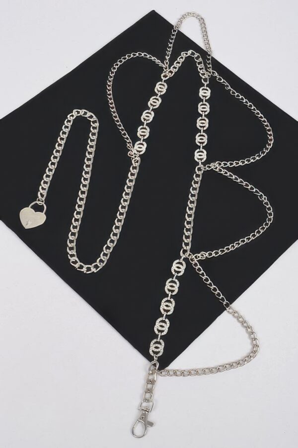 Chain Belt with Rhinestone Accent – Gold-Tone