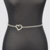 Rhinestone Heart Chain Belt with Heart Clasp
