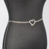Rhinestone Heart Chain Belt with Heart Clasp