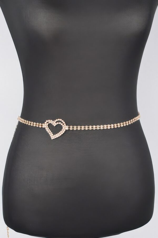 Rhinestone Heart Chain Belt with Heart Clasp