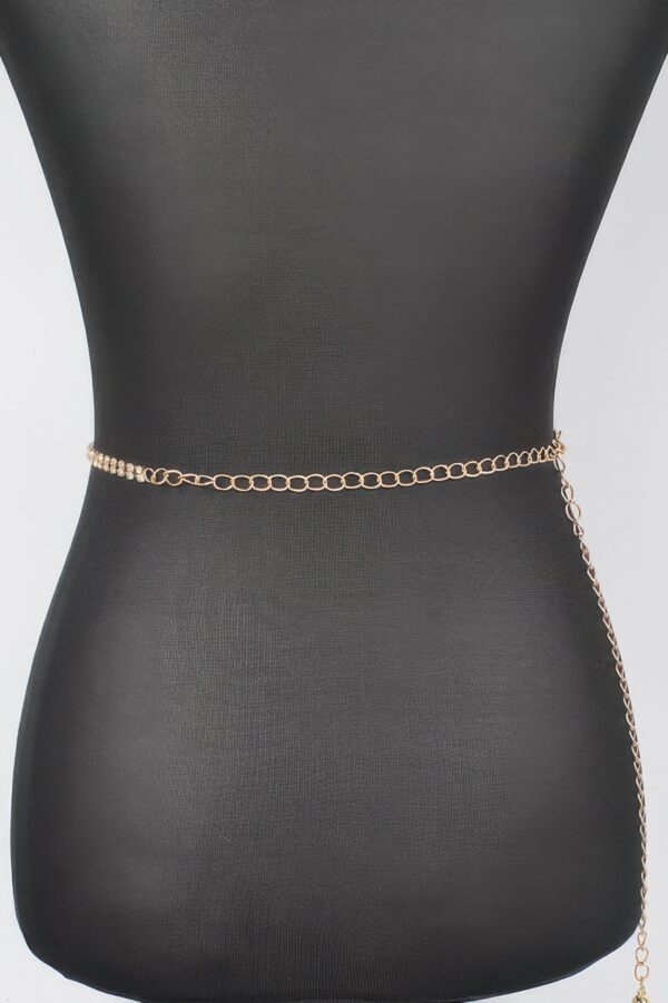 Rhinestone Heart Chain Belt with Heart Clasp