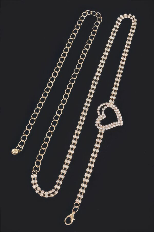 Rhinestone Heart Chain Belt with Heart Clasp