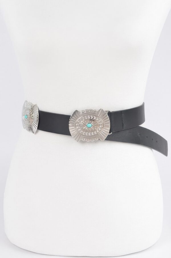 Western Belt with Turquoise Accents – Faux Leather