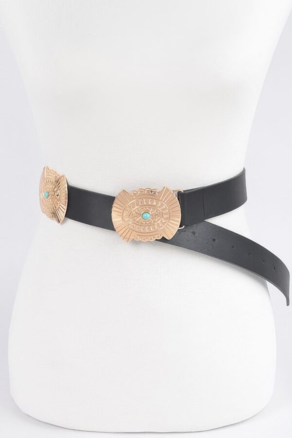 Western Belt with Turquoise Accents – Faux Leather