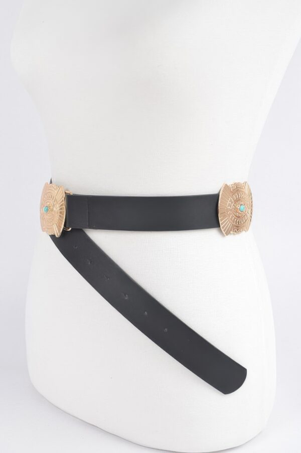 Western Belt with Turquoise Accents – Faux Leather