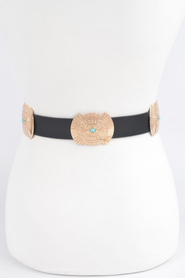 Western Belt with Turquoise Accents – Faux Leather