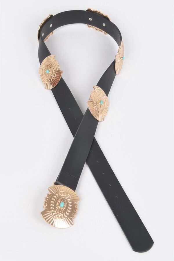 Western Belt with Turquoise Accents – Faux Leather