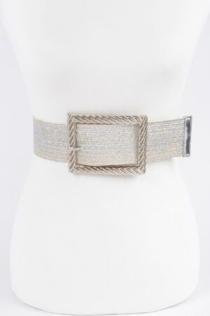 Wide Clear Belt with Oversized Square Buckle