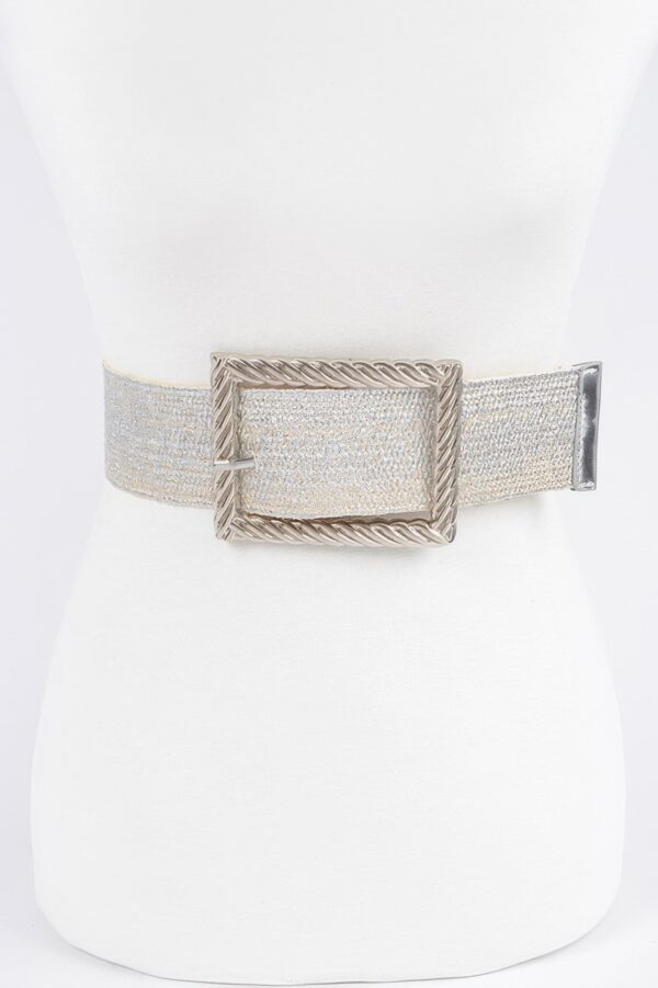 Wide Clear Belt with Oversized Square Buckle