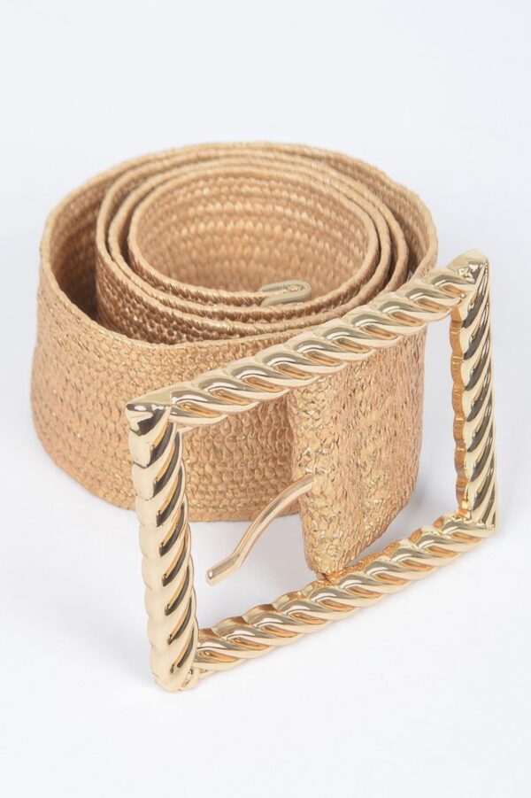 Wide Clear Belt with Oversized Square Buckle