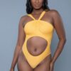 Cut-Out One-Piece Swimsuit with Twisted Strap