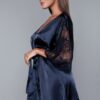 Grace Satin Robe with Sheer Floral Lace Sleeves