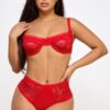 Balconette Lace Lingerie Set with Lace-Up Back