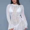Kinsley Crochet Mini Dress – Scalloped Trim & Open Back