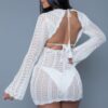 Kinsley Crochet Mini Dress – Scalloped Trim & Open Back