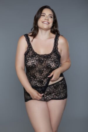 Melina Sheer Floral Lace Cami & Shorts Set