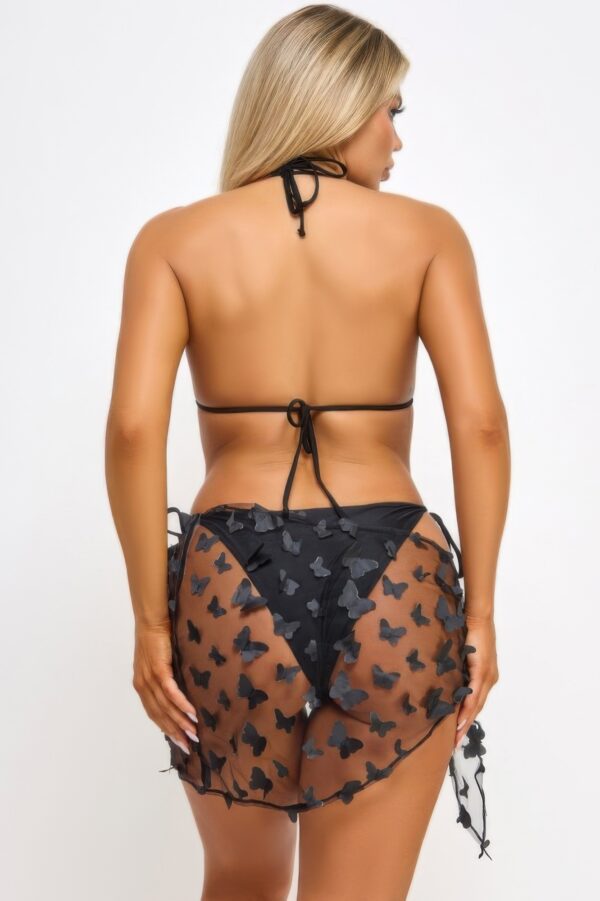 Blossom Bikini Set – Ruffle Triangle Top & Mesh Sarong