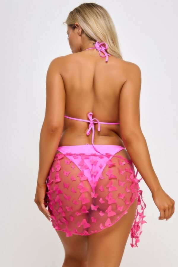 Blossom Bikini Set – Ruffle Triangle Top & Mesh Sarong