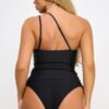 Donna One-Shoulder Ribbed Tankini Swim Set
