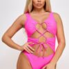 Valery Lace-Up Plunge Padded One-Piece Swimsuit