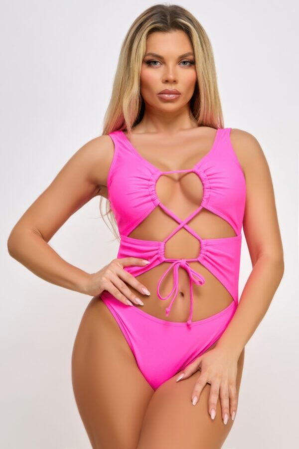 Valery Lace-Up Plunge Padded One-Piece Swimsuit