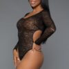Wildest Leopard Open-Back Long-Sleeve Thong Bodysuit