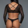 Wildest Leopard Open-Back Long-Sleeve Thong Bodysuit