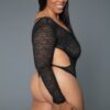 Wildest Leopard Open-Back Long-Sleeve Thong Bodysuit
