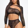 Rose Lace Bodystocking Set – Asymmetrical Cut-Out Top
