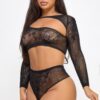 Rose Lace Bodystocking Set – Asymmetrical Cut-Out Top