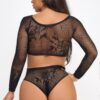 Rose Lace Bodystocking Set – Asymmetrical Cut-Out Top