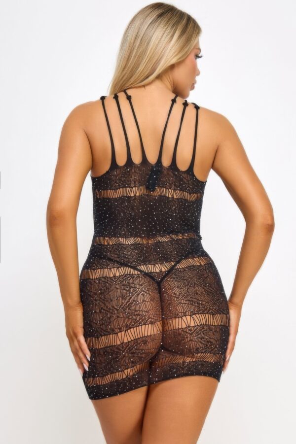 Ella Mini Dress – Rhinestone Lace, Strappy Keyhole