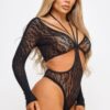 Leonie Bodysuit – Leopard Mesh with Strappy V Neck