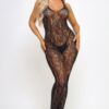 Jasmine Lace Bodystocking – Halter Neck with Crisscross Back