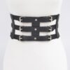 Wide Elastic Belt with Metal Buckle – Black