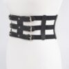 Wide Elastic Belt with Metal Buckle – Black