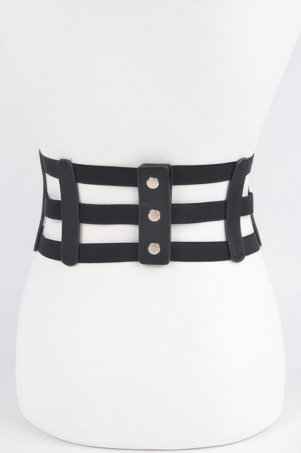 Wide Elastic Belt with Metal Buckle – Black
